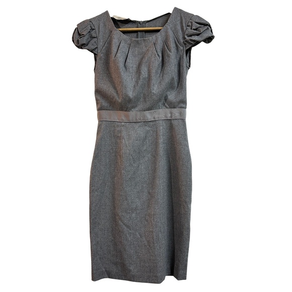 Blumarine Dresses & Skirts - Blumarine Wool Dress Grey Gathered Cap Sleeve Knee Length Designer Womens 4 / XS